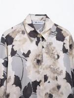 OUWU- Vintage Casual Chic Satén Mujer Traje Estampado De Flores Camisa De Manga Larga Falda Larga Nueva Moda 2025 Primavera Verano Conjuntos Sedosos - details 5