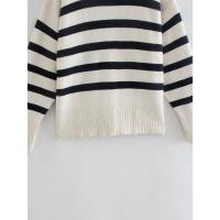 Suéter suelto de punto a rayas para mujer, jersey de manga larga con cuello redondo, ropa de calle informal, Otoño e Invierno - details 9