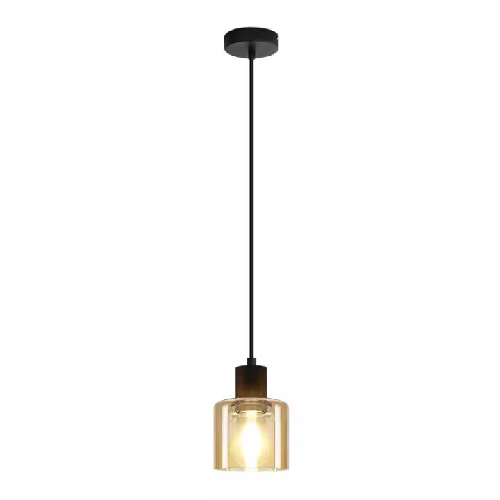 Lámpara colgante CBJKTX para mesa de comedor, lámpara colgante vintage E27, lámpara colgante negra de 1 bombilla, estilo retro industrial - 1