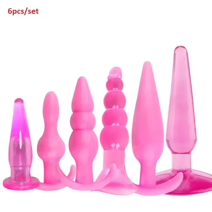 Tapón Anal de silicona impermeable para adultos, conjunto de combinación de productos para entrenamiento, palo masajeador, 6 piezas, divertido - 1