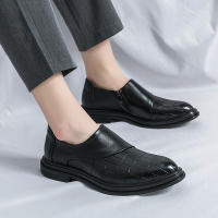 Zapatos formales con cremallera lateral de empalme clásico para hombre, zapatos de cuero informales británicos de tacón bajo de PU - details 22