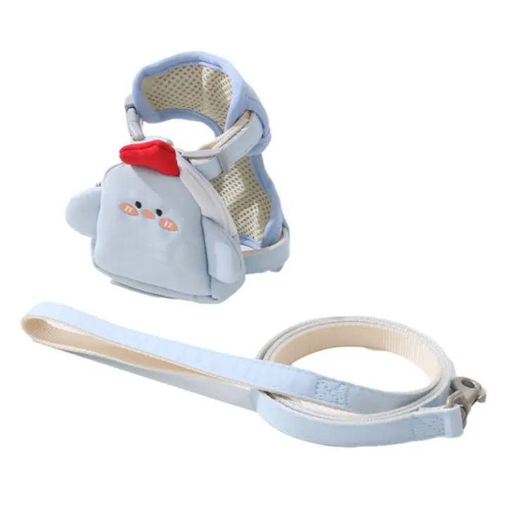 Chaleco con arneses ajustables para mascotas, suave, con mochila y correa, juego de correa para perro, antiescape, sin tirar, correa para el pecho para gato - 1