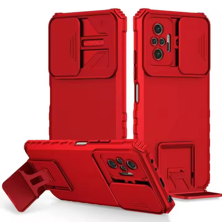 KEYSION Shockproof Pro 10S, Protección de Cámara Push Pull, Funda de Teléfono con Soporte en Vivo para Xiaomi Redmi Note 10 5G - 1