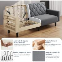 Sofá Plegable Moderno 2 Plazas 159x75.5x73 cm Respaldos Ajustables en 3 Niveles Tela Verde - details 15