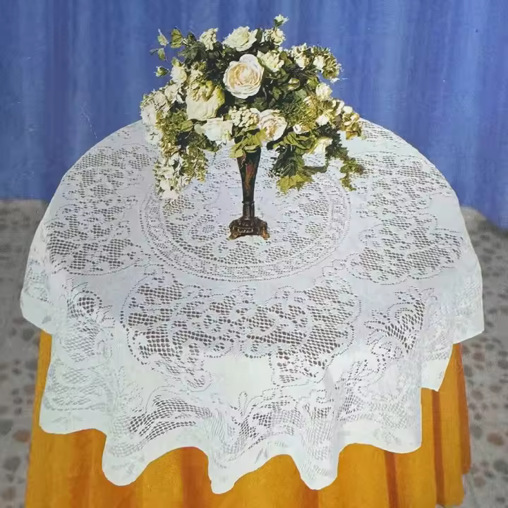 Ramo bordado, circular de tela blanca ENCE, funda para lámpara de escritorio, toalla duradera, desodorizante, mantel para mesa de comedor - 1