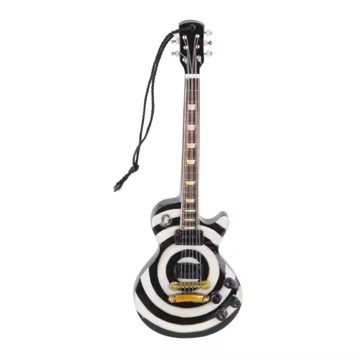 Decoración de adorno de guitarra, modelo de guitarra eléctrica en miniatura de madera realista con cordón para dormitorio, sala de estar y oficina - 1