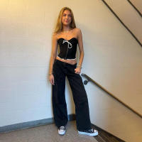 BUNO-Top informal plisado para mujer, camiseta sin tirantes con lazo y hombros descubiertos, moda diaria, ropa de calle para citas al aire libre, Y2K, Verano - details 2