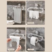Soporte para papel de cocina con ventosa montado en la pared, bolsa de mantenimiento de frescura extraíble reutilizable, estante de almacenamiento de película, giratorio multifuncional - details 3