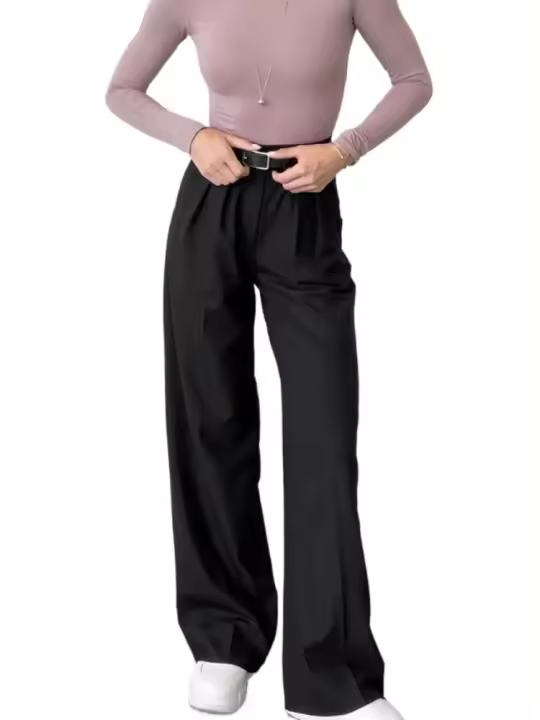 Black Cargo Women, pantalones de pierna recta de cintura alta para ropa original - 1