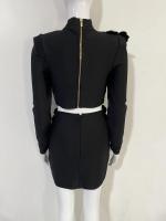 Conjunto de Vestido y Falda Mini de Manga Larga Estilo de Turtén Brillante con Diamantes - details 10