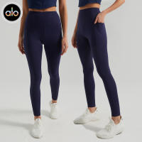 Alo yoga pantalón largo de nueve cortes nude sensación melena alta cintura levantador de cadera pantalón de deporte con barriga retraen pantalones de yoga ajustados - details 0