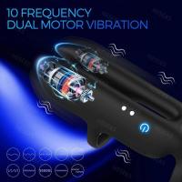 Embalaje privado Sexy HESEKS doble Motor anillo vibratorio funda vibrador extensor agrandar retraso eyaculación erección juguetes sexuales para hombres - details 0