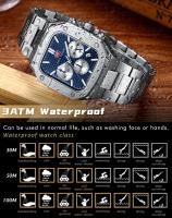 Reloj de Cuarzo de Dial Cuadrado para Hombres Resistente al Agua Multifuncional con Correa de Acero Inoxidable Regalo Audaz para Novio - details 6