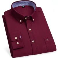 Camisas de algodón Oxford a cuadros informales y versátiles para hombre, con un solo bolsillo, manga larga, ajuste estándar, con botones, a rayas de guingán, 7XL, 6XL - details 19
