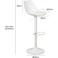 Taburetes de Cocina Giratorios en 360° Juego de Sillas de Bar Regulables en Altura de 83 a 104 cm con Resalto Material de Polipiel Estructura de Metal Blanco y Reposapiés Disponible en Dos Versiones Distintas - details 3