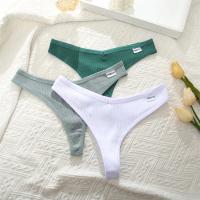 4 Uds., ropa interior lisa de algodón a rayas para mujer, bragas sexis con cintura en V, Tanga para mujer, Bikini cómodo y suave con espalda en T, M-XL - details 8