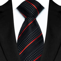 Corbata De Lujo Para Hombre 8CM Punto Rayas Solida Color Negro Para Bodas Y Fiestas Negra Poliéster Moda Adulto - details 5