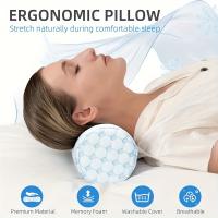 1pc Almohada de Soporte Cervical Refrescante con Tela Tejida Transpirable – Cojín Ergonómico para Alineación de Cuello y Espalda, Funda de Poliéster Extraíble, Cierre de Cremallera, Lavable a Máquina, Azul Claro, Almohada para el Cuello - details 0