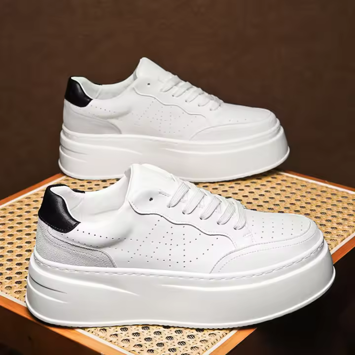 Zapatillas Blancas Transpirables para Hombres Primavera Zapatillas de Plataforma Altas de Moda para Todos los M momentos - 1