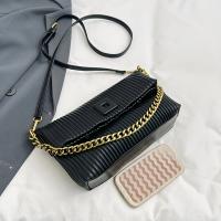 Nueva llegada: elegante bolso cruzado para mujer con correa de cadena en tono dorado, cierre magnético y diseño acanalado, perfecto para ir de compras, salidas y uso diario, bolso cruzado - details 4
