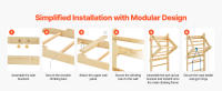 Escalera Sueca SucceBuy para Gimnasio en Pared, Equipo de Ejercicio y Juego Interior 4 en 1, Barras de Gimnasia de Madera Ajustables de 8 Niveles, Capacidad de 220 lbs, Set de Escalada Interior con Anillos, Barra de Dominadas, Escalera de Cuerda y Escaler - details 3