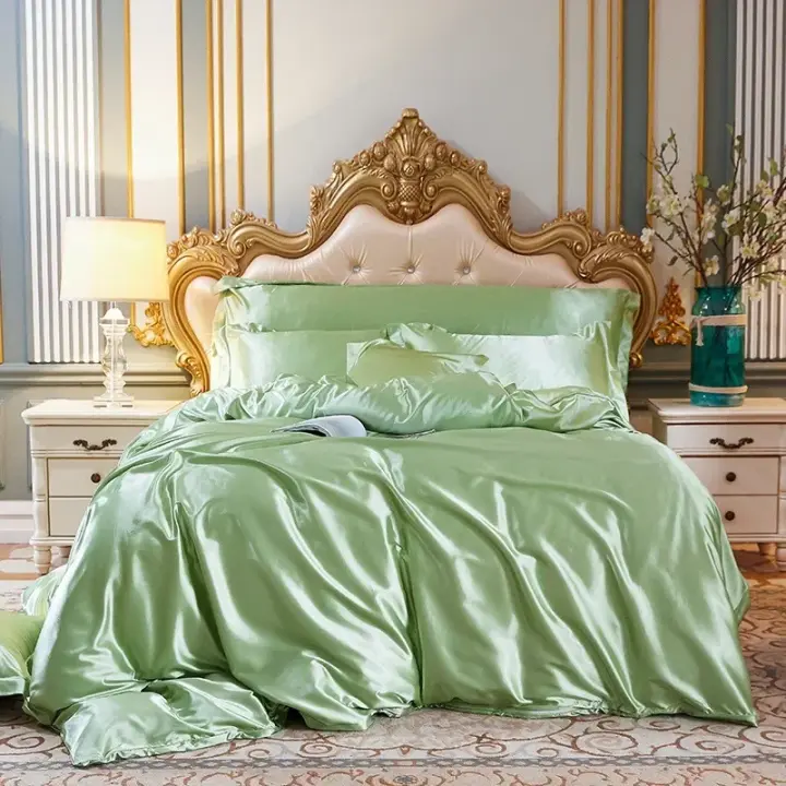 Funda de Edredón de Seda Imitación Satén Tapete de Cama de Tamaño King 240x220 - 1