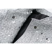 BUNO-Chaqueta Bomber con Lentejuelas para Mujer Otoño Nuevo Cuello Redondo Manga Larga Bolsillo con Solapa Lentejuelas Hilos Metálicos Decorados Estiramiento Interior Dobladillo Chaqueta Abrigo Mujer Ropa De Abrigo Elegante - details 10