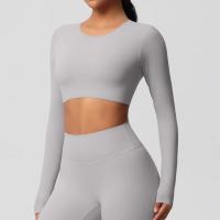 Traje de Yoga de manga larga ajustado con almohadilla para el pecho, Top corto deportivo de manga larga para mujer, Pilates, correr - details 18
