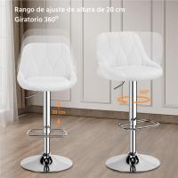 2 Taburetes de Bar de Altura Ajustable 86-107,5 cm Sillas de Bar Asiento Giratorio Reposapiés Cuadrado Estructura de Metal Blanco - details 6