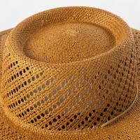 Primavera verano nueva moda trenza hueca paja con sombrero para el sol de playa al aire libre grande y con lazo de cuerda - details 3