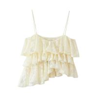 PB & ZA-top con tirantes asimétricos decorativos apilados de encaje, novedad de verano, top con tirantes sencillo y dulce para mujer 2025 - details 1