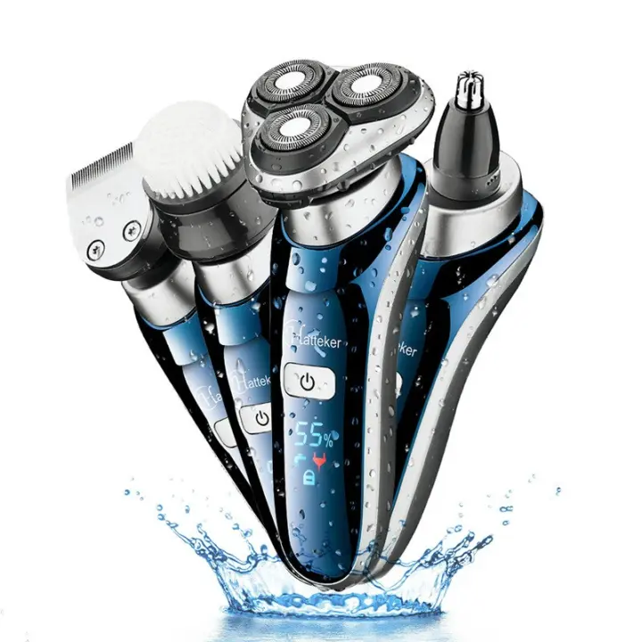 Afeitadora eléctrica profesional todo en uno para hombres, afeitadora facial recargable, recortadora de barba - 1