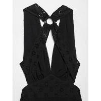 BUNO-vestido Midi a la moda con bordado negro y espalda descubierta con cremallera lateral, vestido Vintage sin mangas con cuello en V para mujer, vestidos elegantes para mujer - details 8