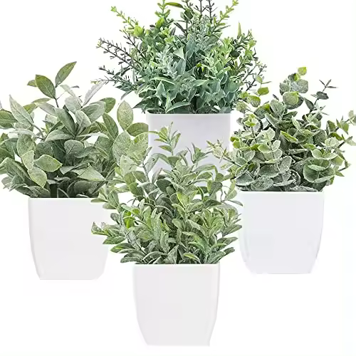 4 Piezas Plantas Artificiales Mini Ecologización Artificiales Macetas Plantas Plásticos Plantas Falsa para Casa Baño Oficina Mesa Decoración - 1
