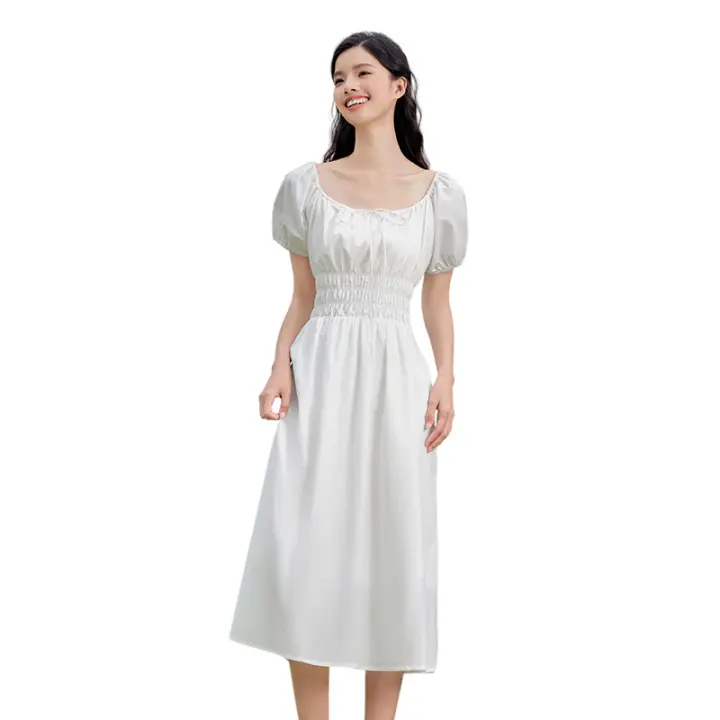 Vestido Semir para Mujer Verano 2024 Suelto, Elegante, Cuello Cuadrado, Cintura Recortada, Estilo Francés - 1