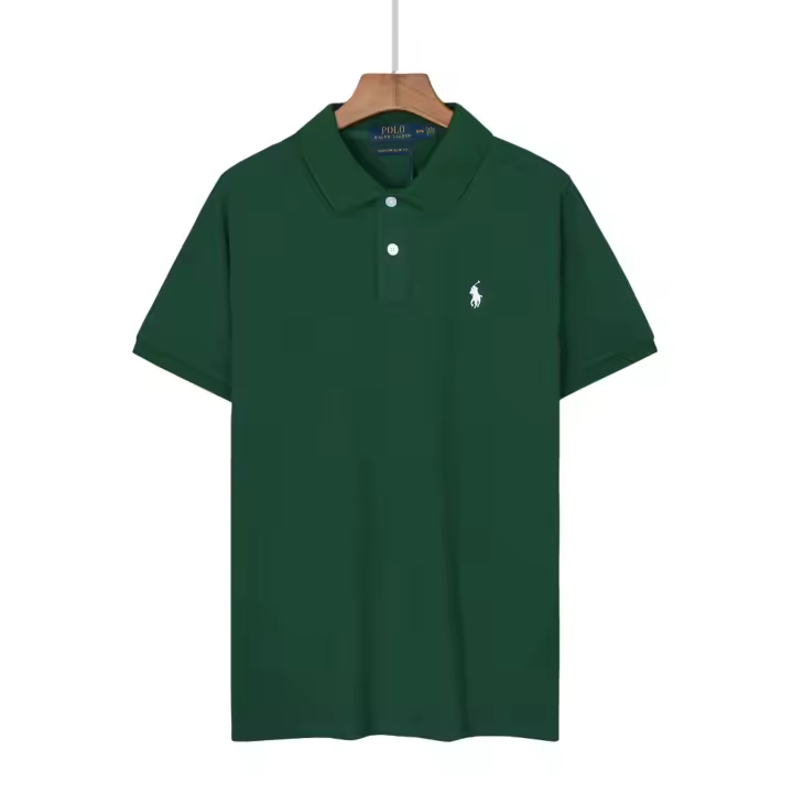 Polo de Verano Casual Camiseta de Algodón Puro para Hombres Camiseta Suelta con Logo Bordado - 1