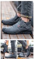 Zapatos de trabajo de seguridad de gamuza de vaca de cuero genuino para hombres, zapatos de soldadura antiestáticos con cabeza compuesta, botas indestructibles - details 6
