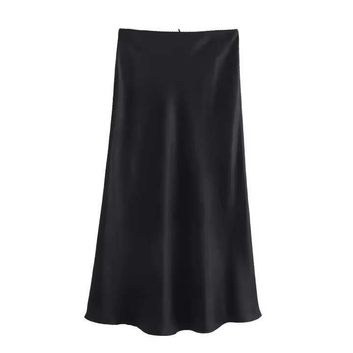 faldas a la moda para mujer, Falda Midi ajustada con textura de seda satinada sólida, elegante para fiesta - 1