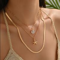 Collar multicapa con cuentas exageradas para niñas, colgante de estilo bohemio, gargantilla de estrella de mar Y2K, collar de clavícula de concha apilada, 3 uds. - details 12