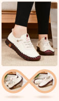 Zapatos de marca antideslizantes para mujer, zapatillas de cuero suave, mocasines cómodos sin cordones, zapatos para mamá con hilo de coser a mano - details 16
