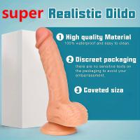 Consolador realista de carne enorme de 8 pulgadas - Textura de piel realista, silicona líquida gruesa con ventosa potente - Juguetes sexuales para adultos para parejas, hombres y mujeres - details 3