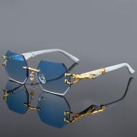 Gafas De Sol Clásicas Vintage Sin Montura Poligonales De Metal, Con Patillas De Diseño De Leopardo, Para Hombres Y Mujeres - details 0