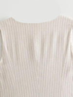 TRAFZA-Chaleco a rayas Vintage para mujer, Tops versátiles sin mangas, cuello redondo, botonadura única, informal, con bolsillos, primavera 2024 - details 6