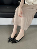 Nuevo arco medio stiletto Muller zapatos bolsa cabeza media zapatillas de las mujeres de gran tamaño de tacón alto zapatos individuales zapatillas geniales - details 32