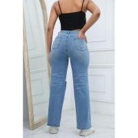 Vaqueros azules sueltos con agujeros para mujer, pantalones acampanados, moda 2025, cintura media para adolescentes - details 9