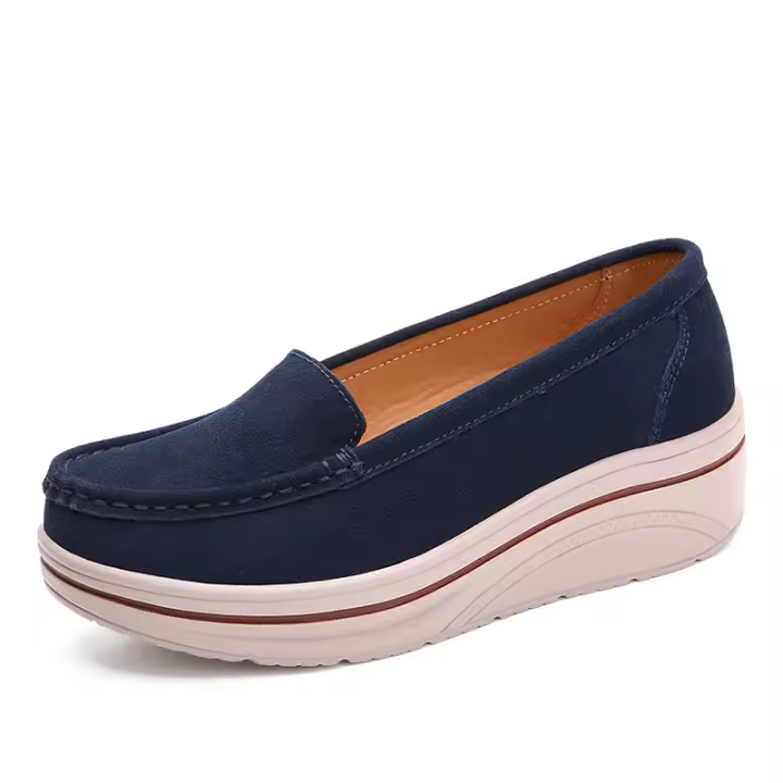 Zapatillas de mujer sin cordones, zapatos cómodos de piel de ante, zapatos anchos - 1