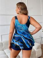 Conjunto de traje de baño de talla grande 2025, traje de baño de dos piezas con falda de cintura alta para mujer con control de barriga para vacaciones en la playa, 4XL - details 18