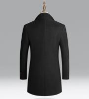 Chaqueta gruesa de lana para hombre, cortavientos de longitud media para otoño e invierno, color liso - details 1
