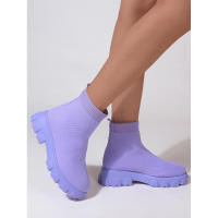 Zapatos de cuña informales ligeros hasta el tobillo para mujer de marca, botas de plataforma de media pantorrilla con calcetín de punto, invierno - details 17