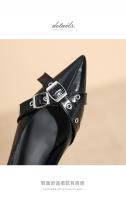 Nueva hebilla de cinturón, boca poco profunda, zapatos individuales de suela plana, zapatos individuales casuales - details 4